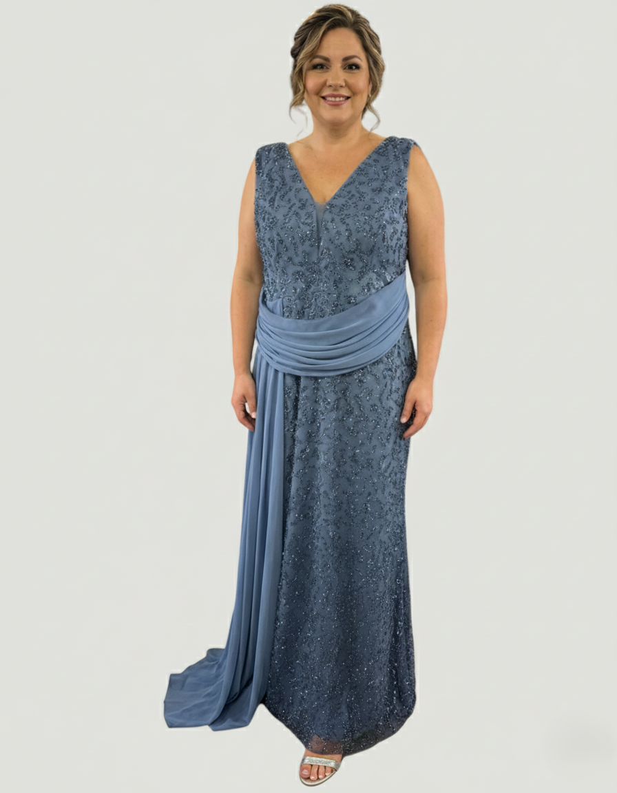 Exquisite Abendrobe mit Verzierungen - E290