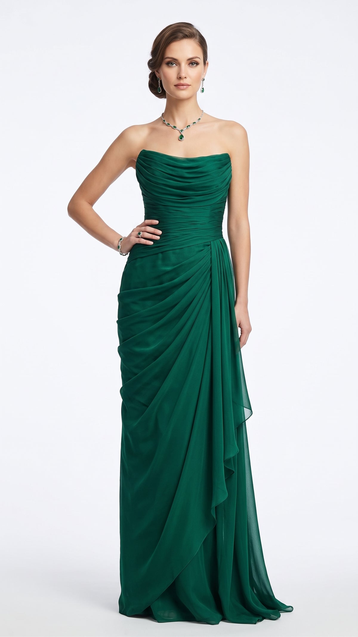 Elegantes trägerloses Abendkleid in schimmerndem Rosé Beschreibung: e412