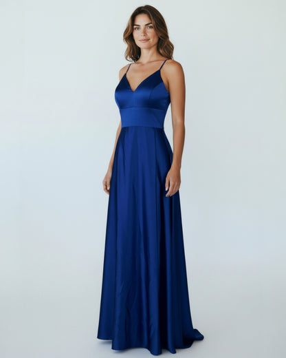 Satin-Abendkleid mit Trägern - E252