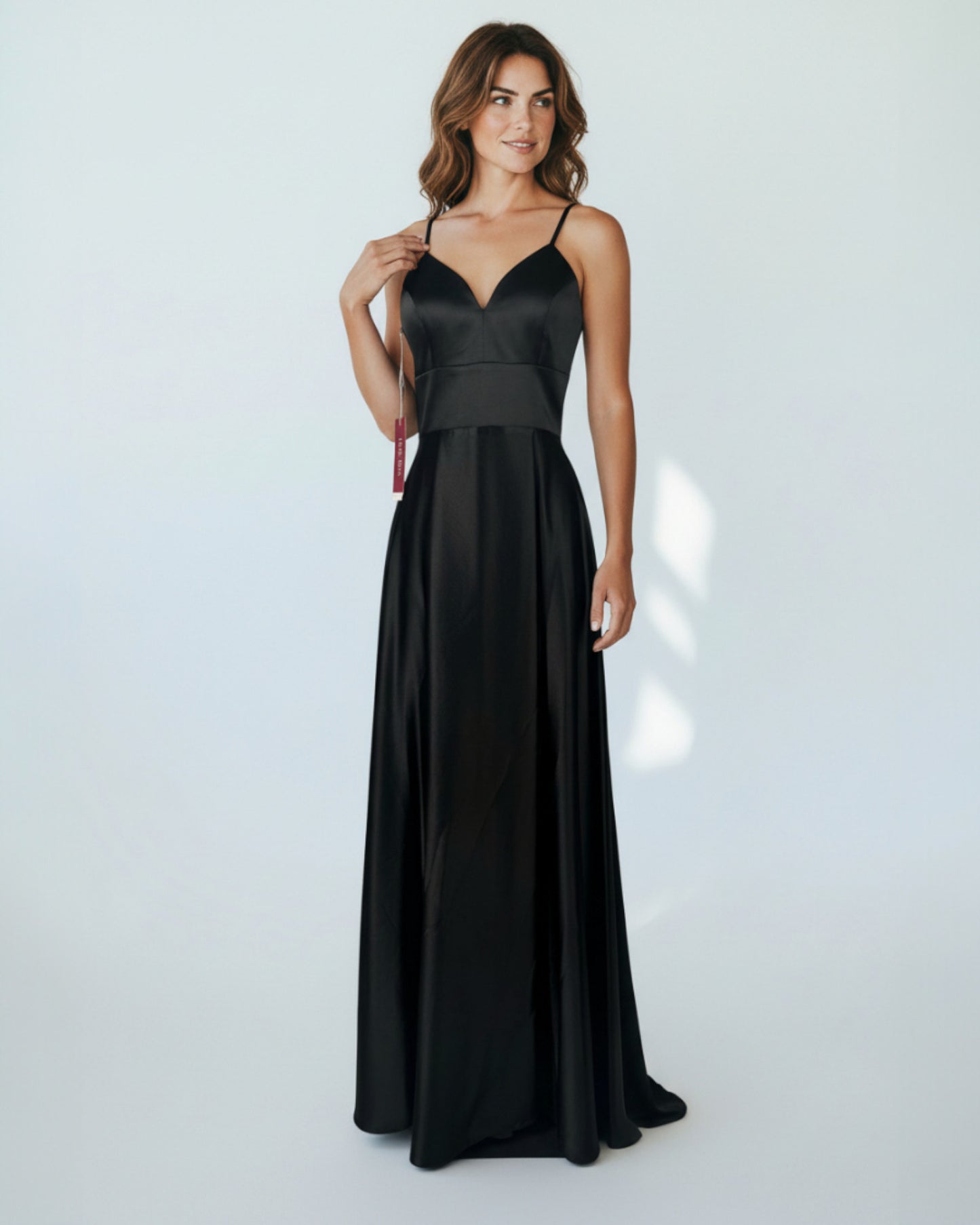 Satin-Abendkleid mit Trägern - E252