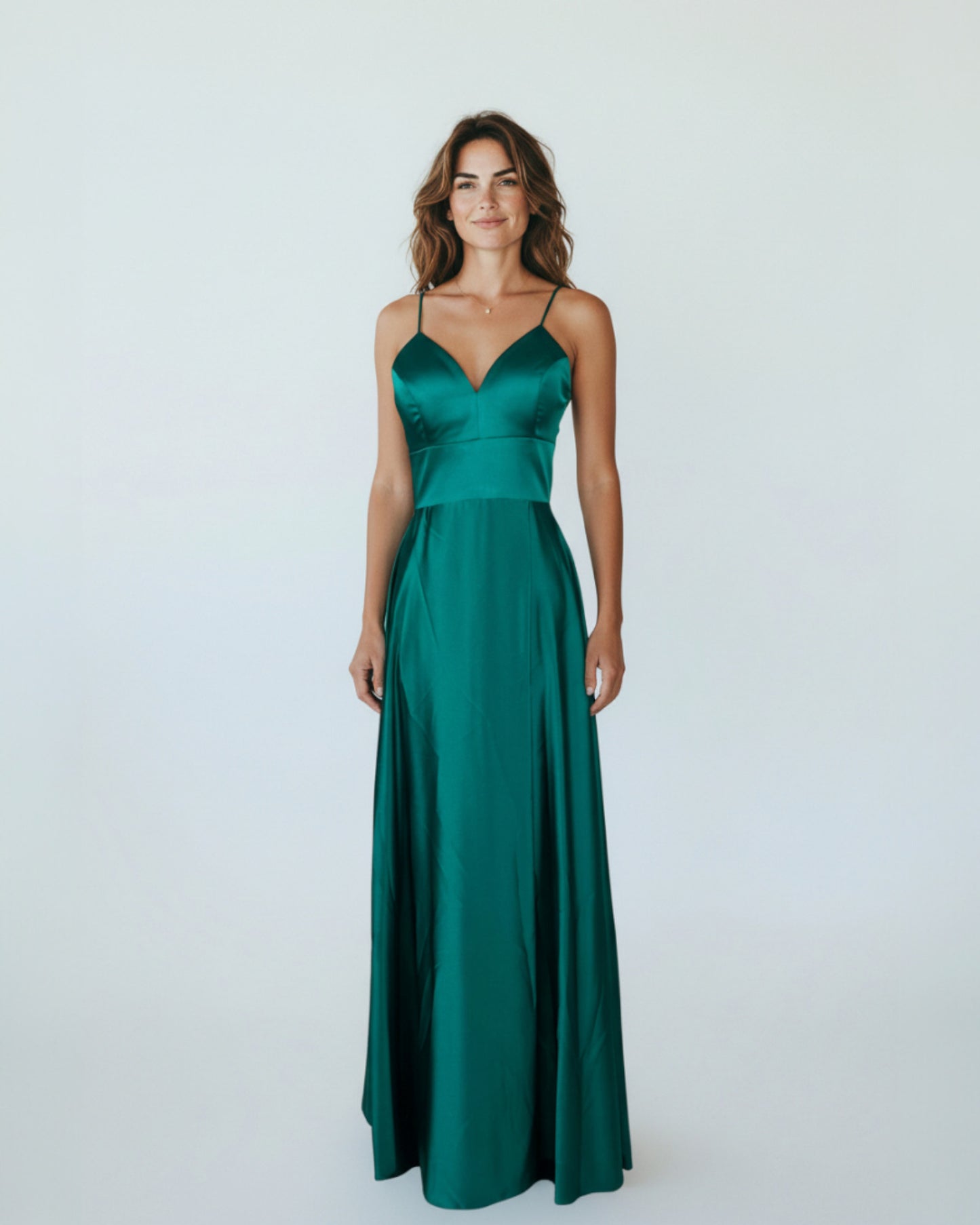 Satin-Abendkleid mit Trägern - E252