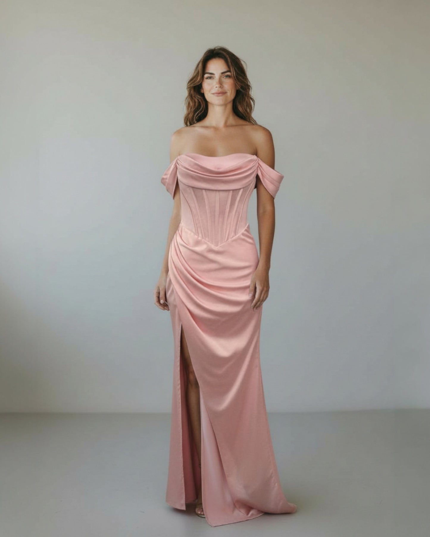 Glamouröses Abendkleid mit Korsage und Bardot-Ausschnitt - E258