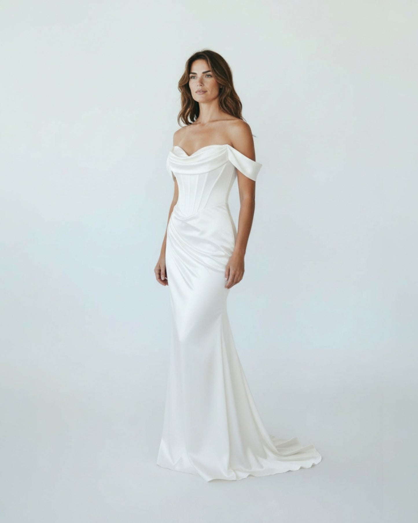 Glamouröses Abendkleid mit Korsage und Bardot-Ausschnitt - E258