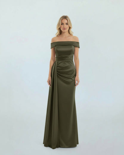 Elegantes Schulterfreies Satin-Abendkleid - E266