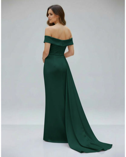 Elegantes Schulterfreies Satin-Abendkleid - E266