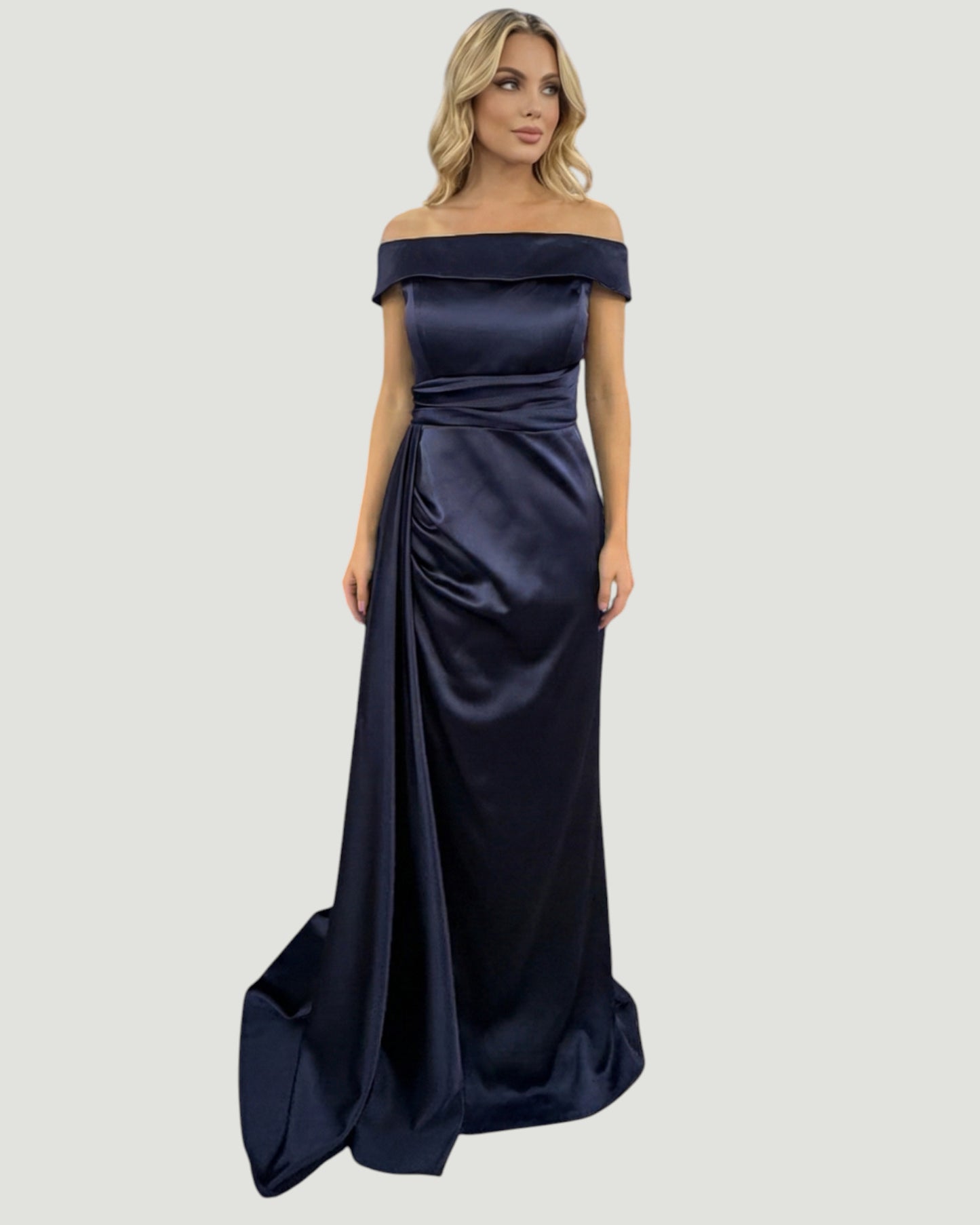 Elegantes Schulterfreies Satin-Abendkleid - E266