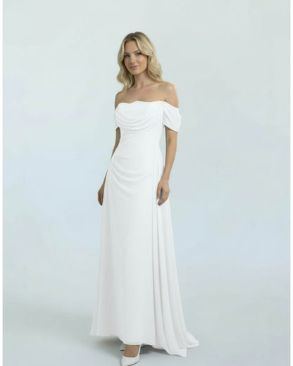 Schulterfreies Chiffon-Kleid mit Drapierung - E271