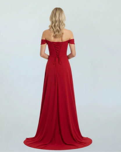 Schulterfreies Chiffon-Kleid mit Drapierung - E271