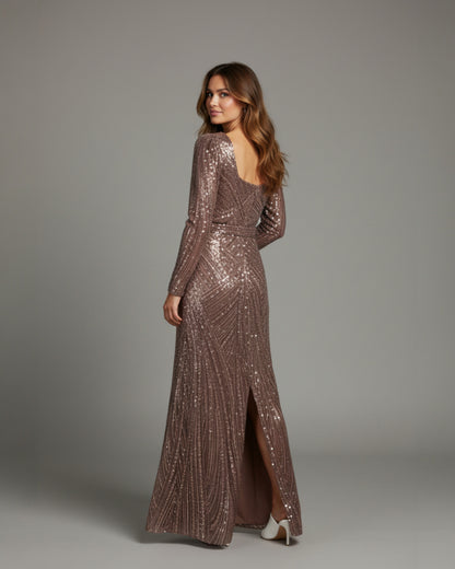 Figurbetontes Paillettenkleid mit asymmetrischem Ausschnitt - E275