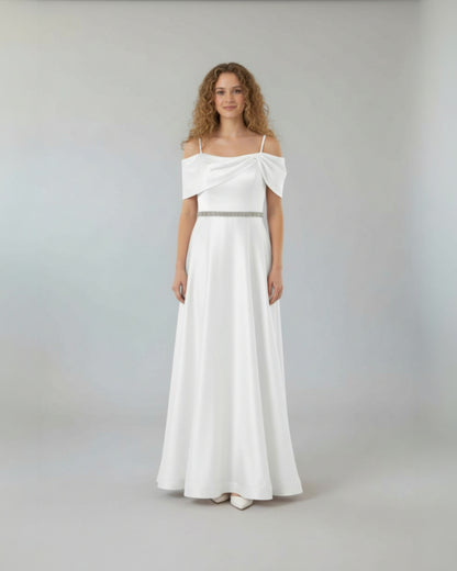 Elegantes Satin-Abendkleid mit Schulterfreiem Schnitt Beschreibung - E287