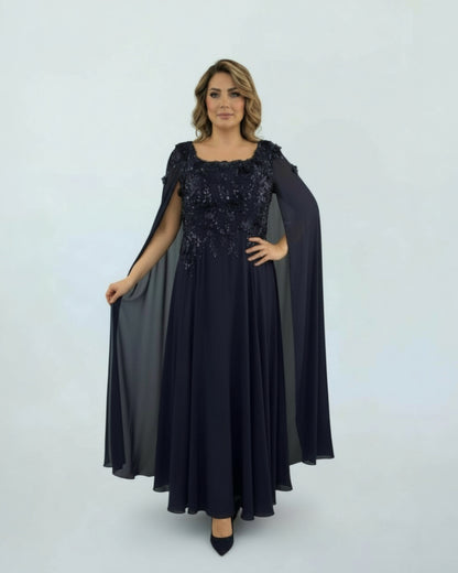 Elegantes Abendkleid mit Pailletten und Cape-Ärmeln E292