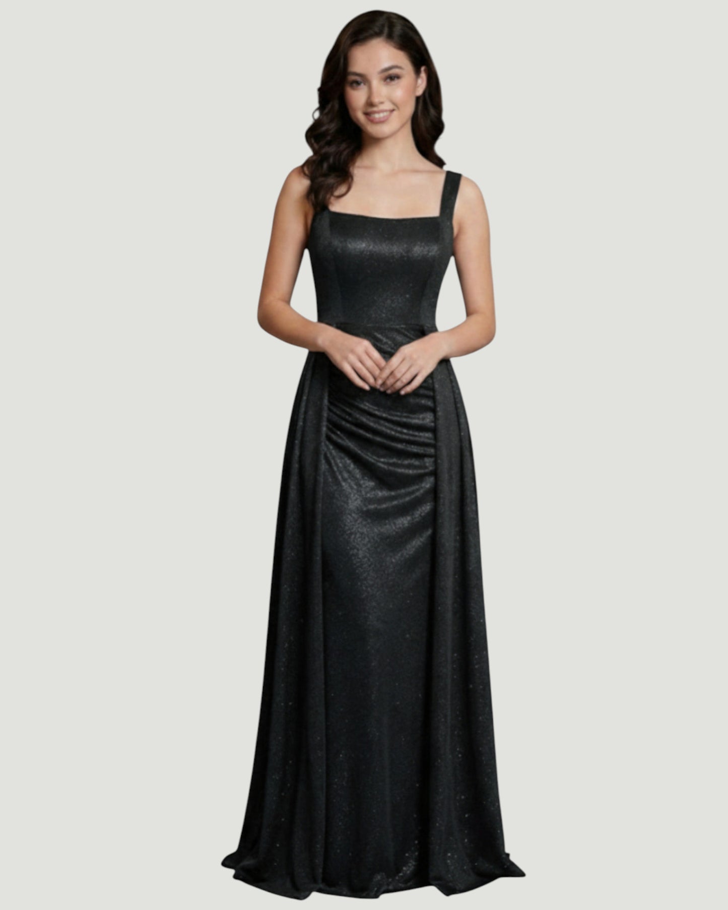 Schimmerndes Abendkleid mit Eckigem Ausschnitt - E295