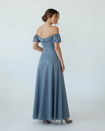 Schulterfreies Glitzer-Abendkleid - E298