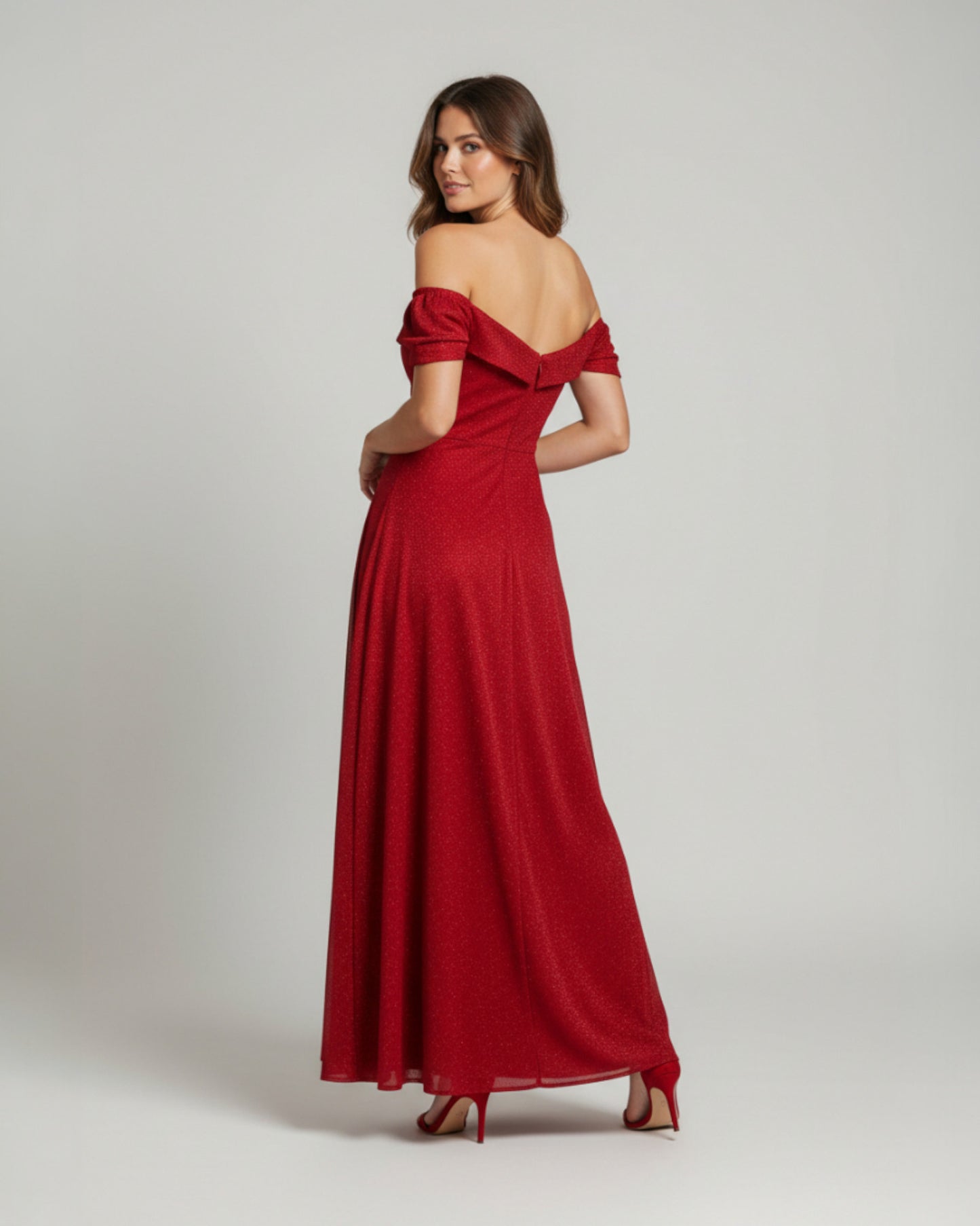 Schulterfreies Glitzer-Abendkleid - E298