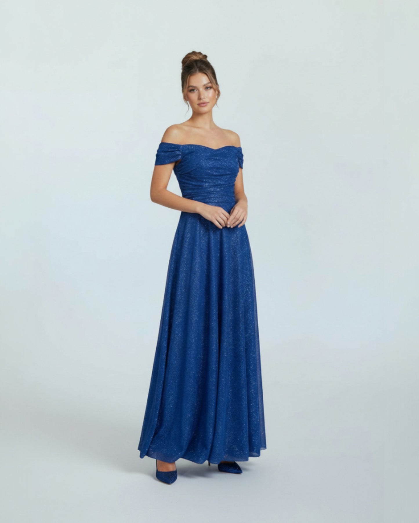 Schulterfreies Glitzer-Abendkleid - E298