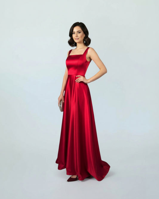 Elegantes Abendkleid in Satin-Optik-  E302