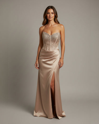 Moderne Eleganz perlenbesetztes Korsett-Oberteil E312