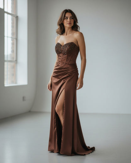 Moderne Eleganz perlenbesetztes Korsett-Oberteil E312