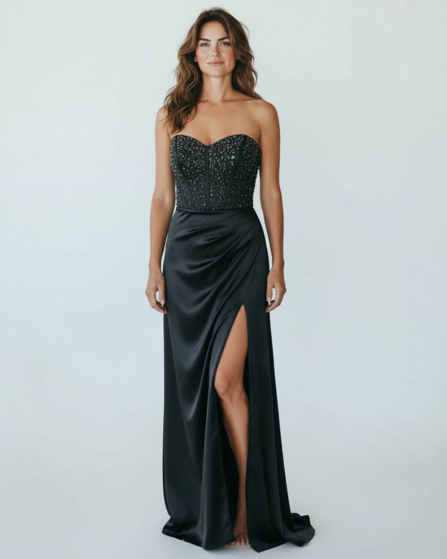 Moderne Eleganz perlenbesetztes Korsett-Oberteil E312