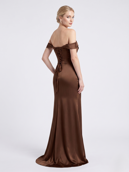 Schulterfreies Abendkleid mit Drapierung e385