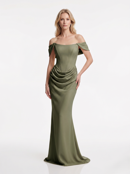 Schulterfreies Abendkleid mit Drapierung e385