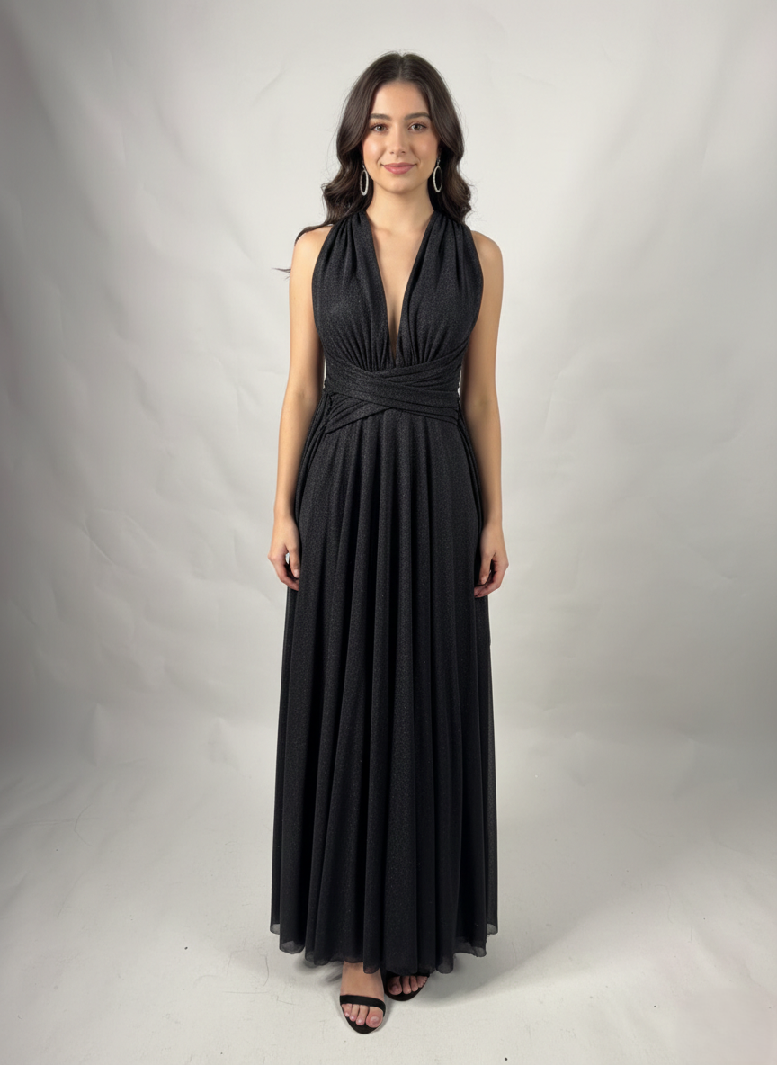 Erleben Sie Vielseitigkeit und Stil mit diesem atemberaubenden bodenlangen Abendkleid E325