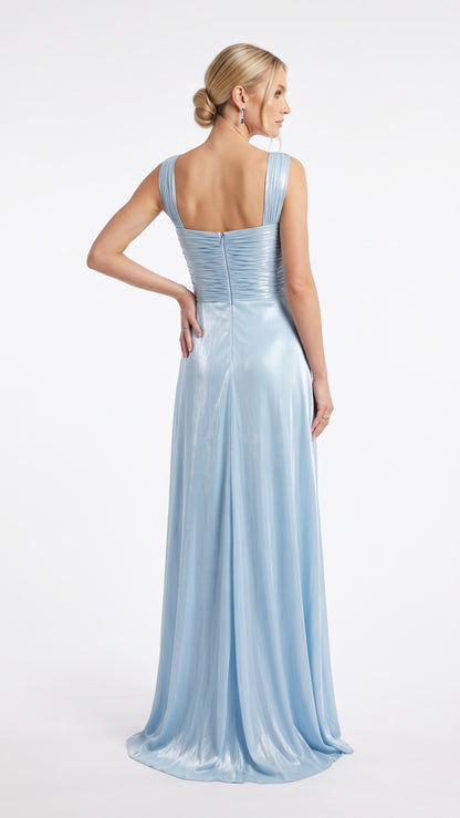 Elegantes Abendkleid mit Drapierung in Metallic-Kupfer Beschreibung: e414