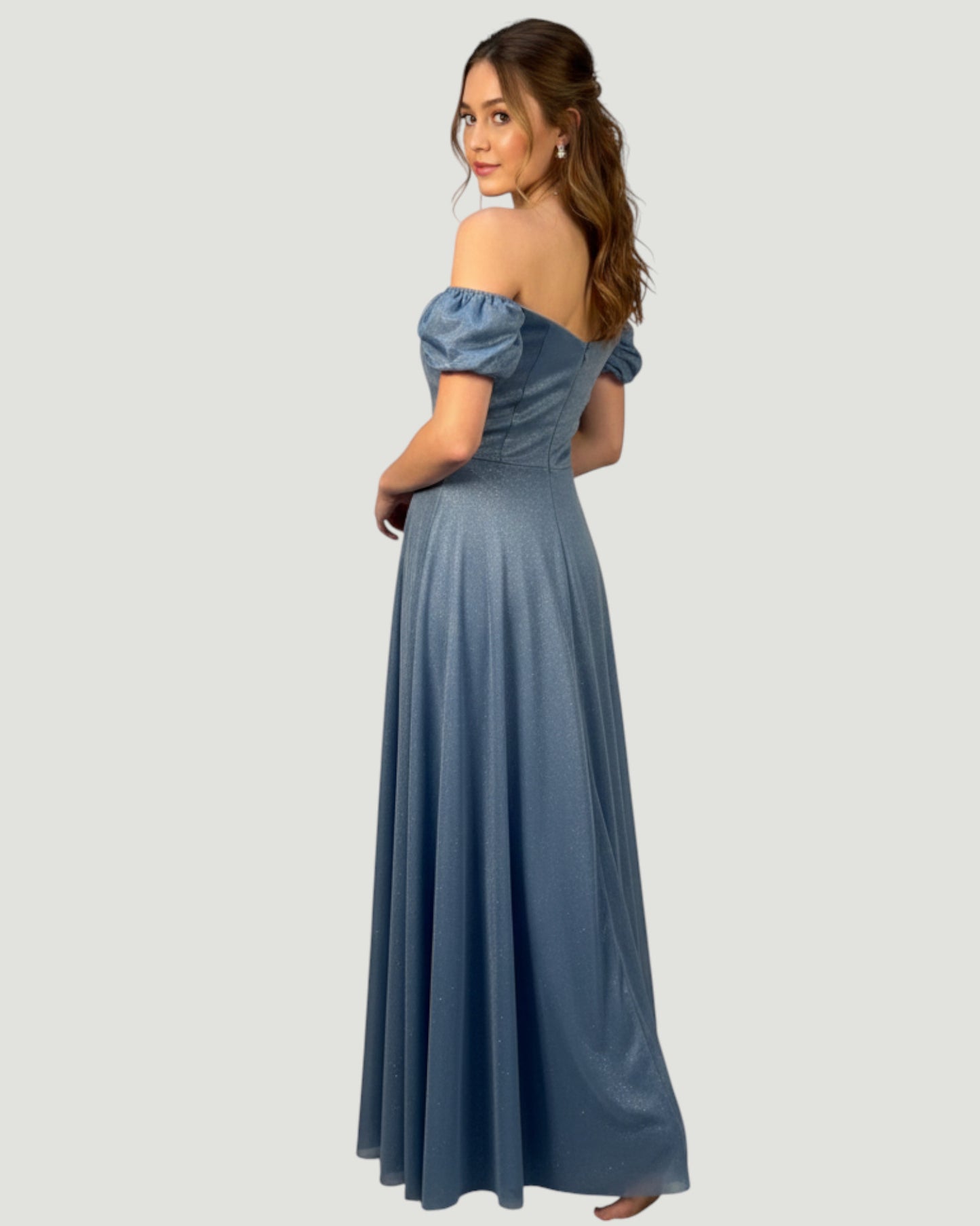 Schulterfreies Glitzer-Abendkleid - E298