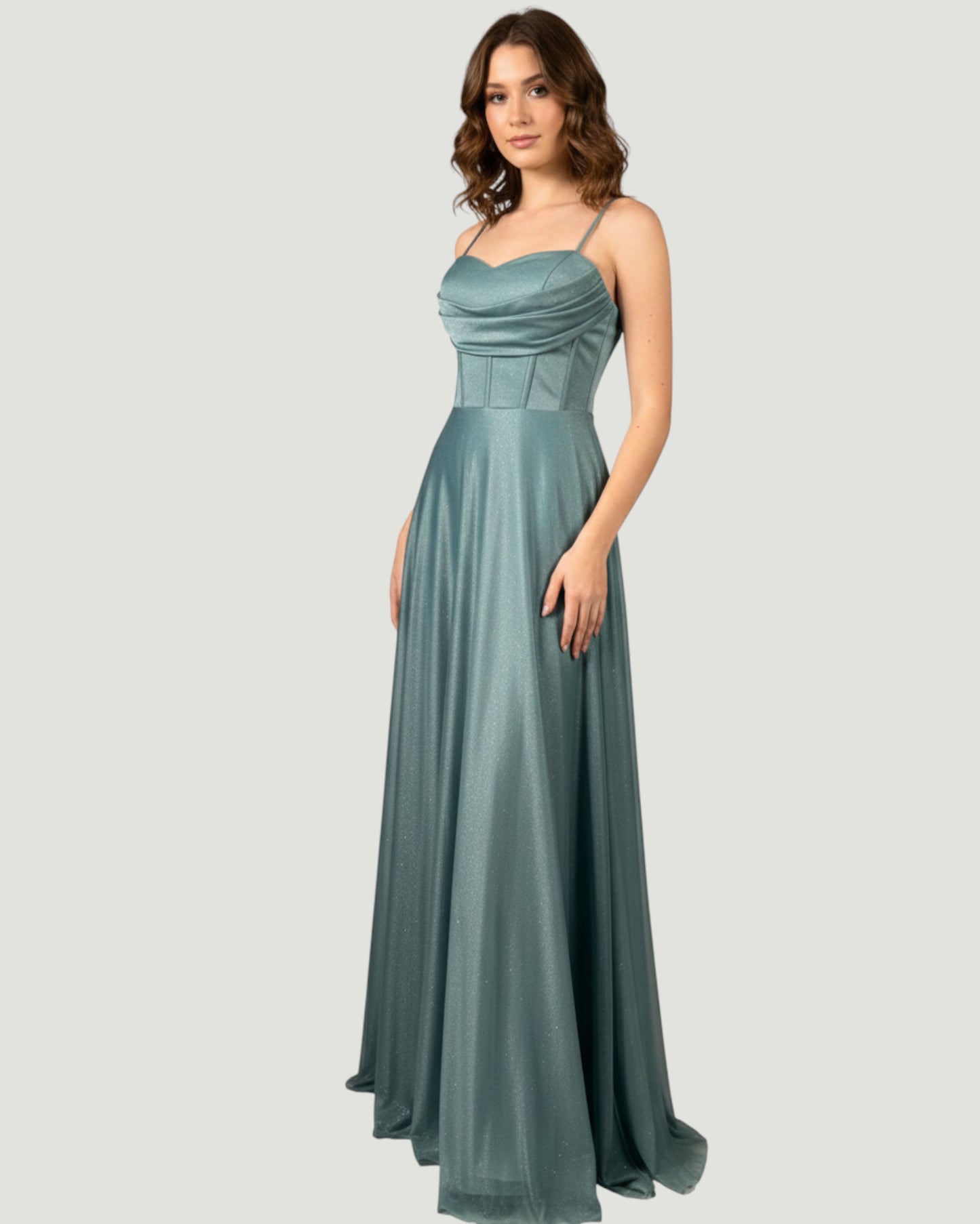 Glitzerndes Abendkleid mit Korsett-Detail E299