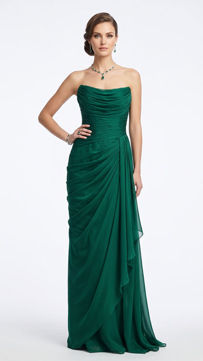 Elegantes trägerloses Abendkleid in schimmerndem Rosé Beschreibung: e412