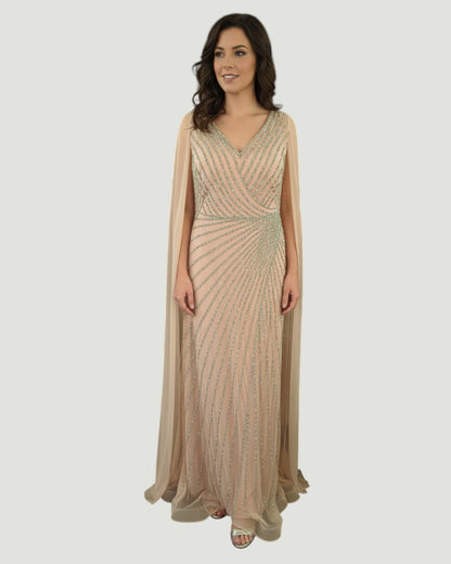 Pailletten-Abendkleid mit Cape-Ärmeln E307