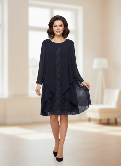 Elegantes Abendkleid mit Chiffon-Lagen E405