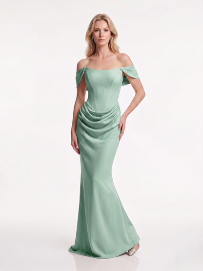 Schulterfreies Abendkleid mit Drapierung e385