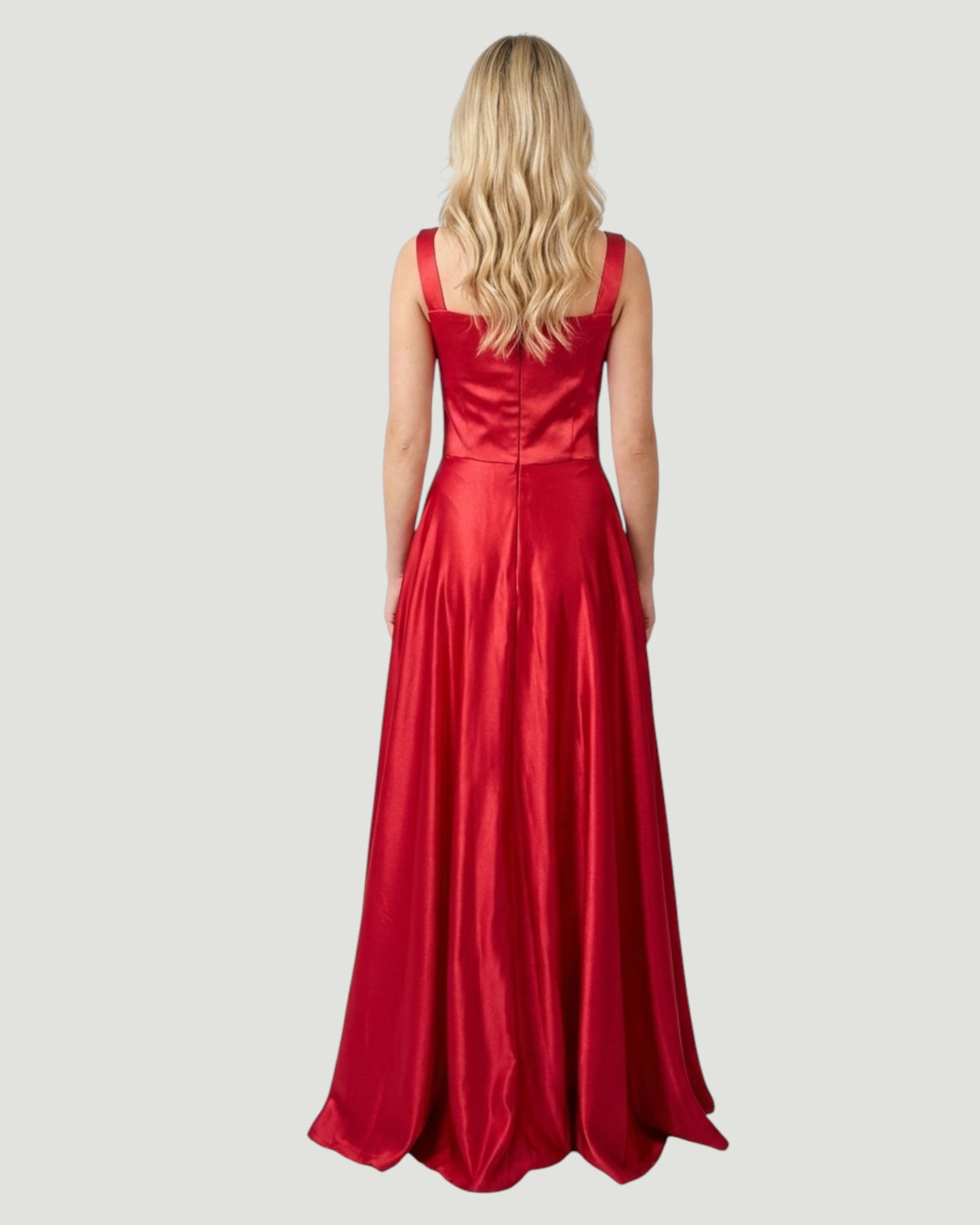 Elegantes Satin-Abendkleid mit eckigem Ausschnitt - E291