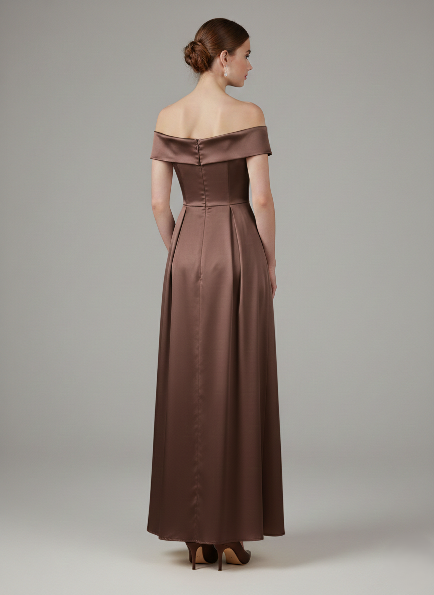 Schulterfreies Langes Abendkleid aus Satin E367