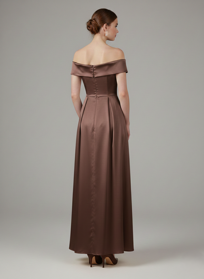 Schulterfreies Langes Abendkleid aus Satin E367