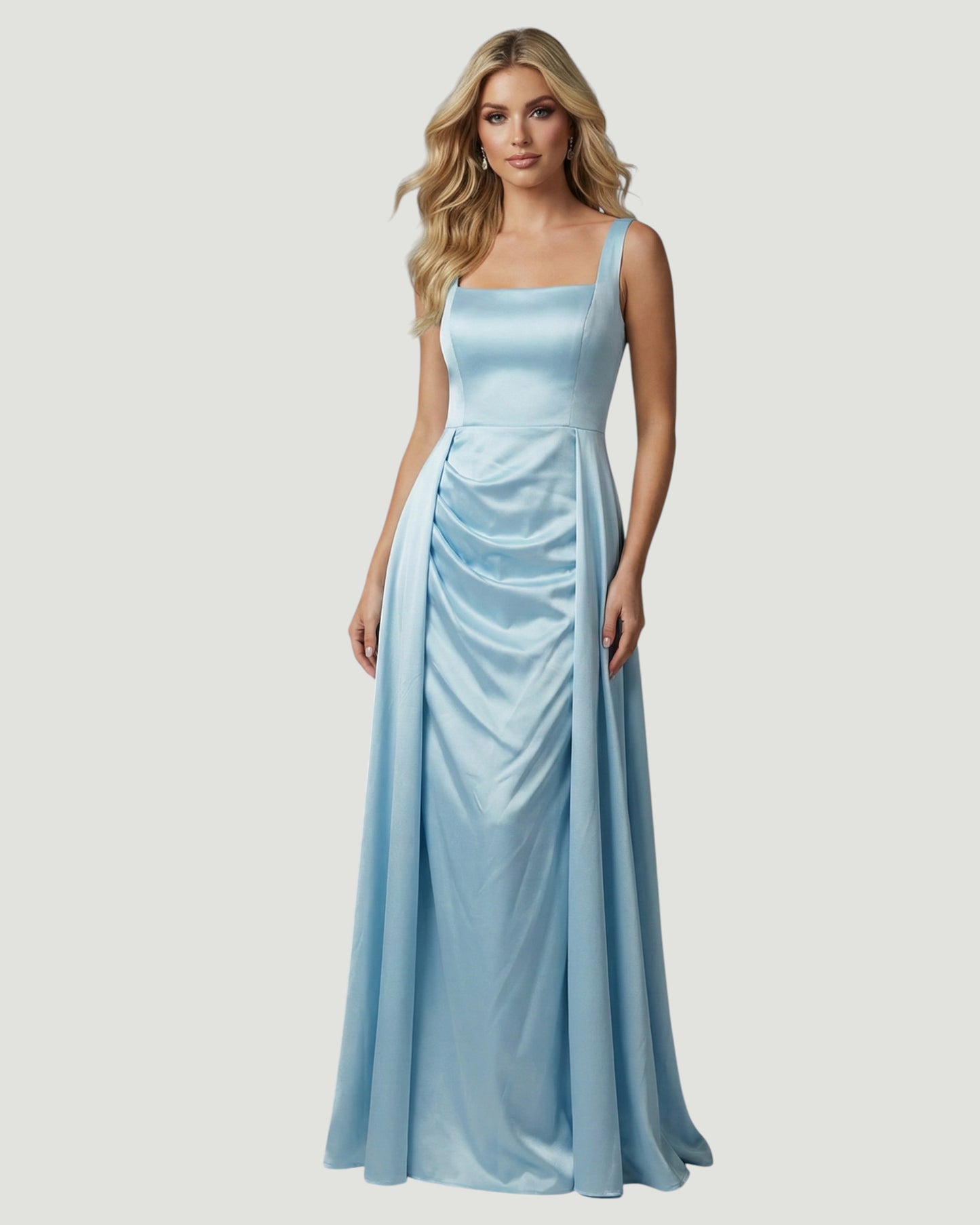 Elegantes Satin-Abendkleid mit eckigem Ausschnitt - E291