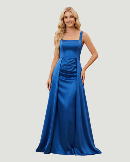 Elegantes Satin-Abendkleid mit eckigem Ausschnitt - E291