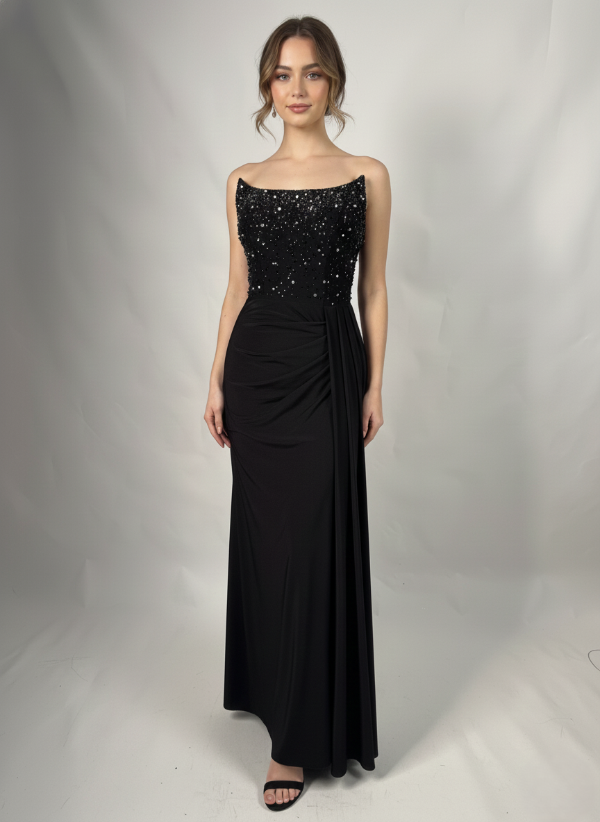 Elegantes Abendkleid mit Glitzer-Effekt E317