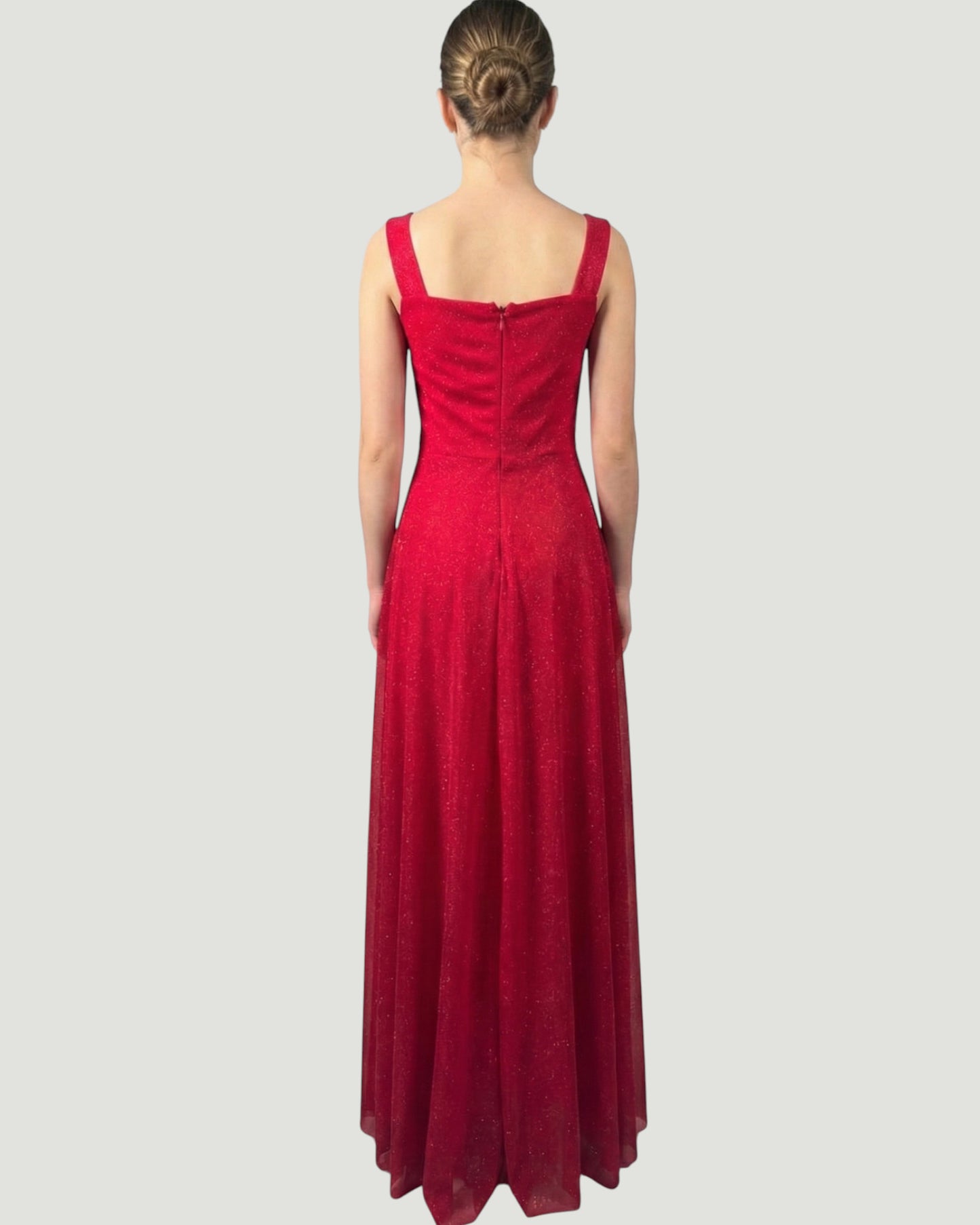 Schimmerndes Abendkleid mit Eckigem Ausschnitt - E295