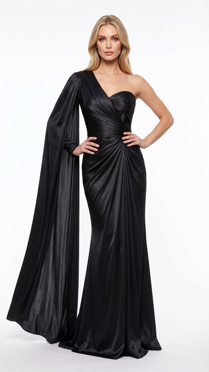 Asymmetrisches One-Shoulder Abendkleid in Metallic-Bronze Beschreibung: e419