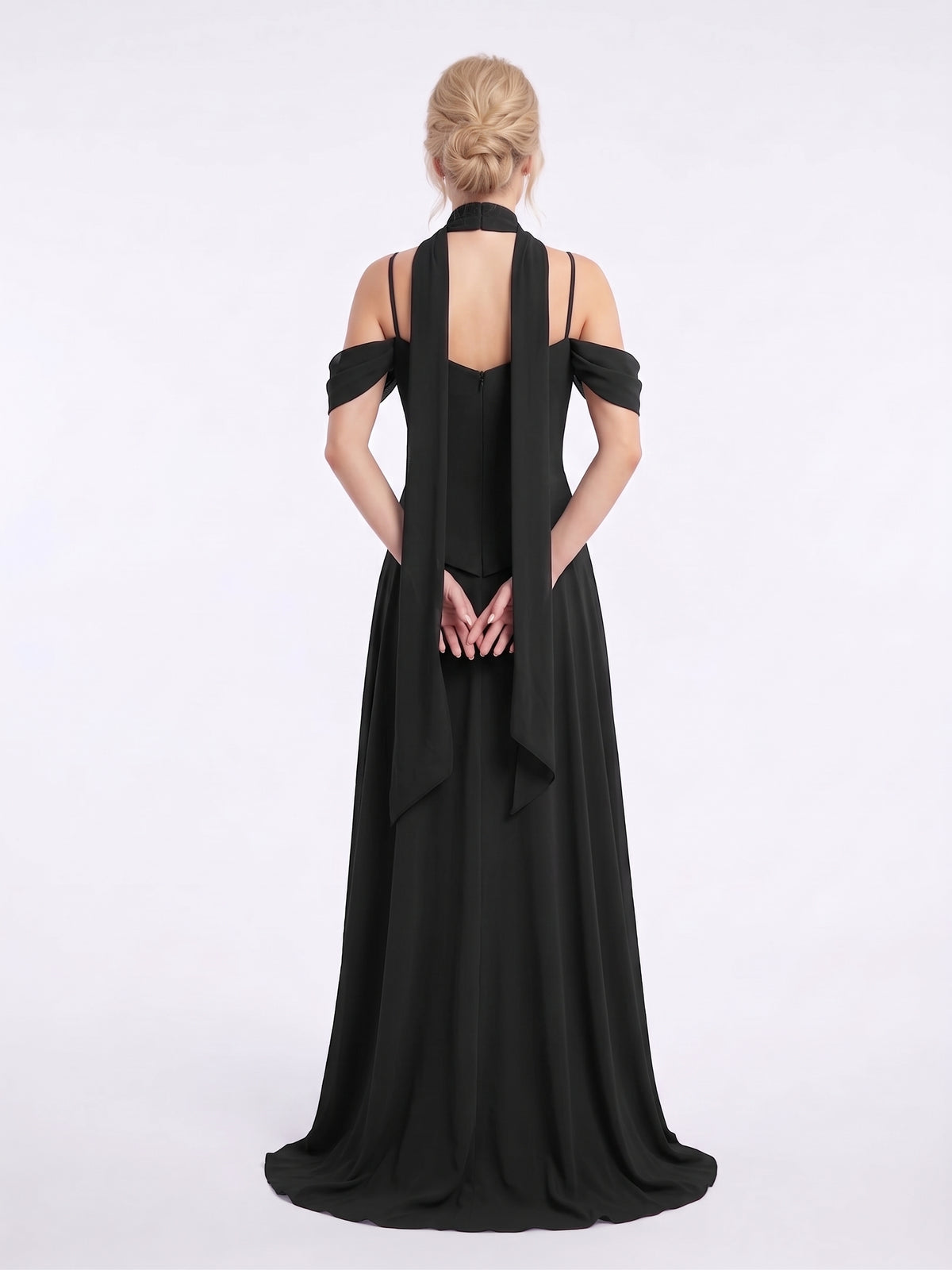 Elegantes fließendes Korsett-Abendkleid in Hellblau Beschreibung: e411