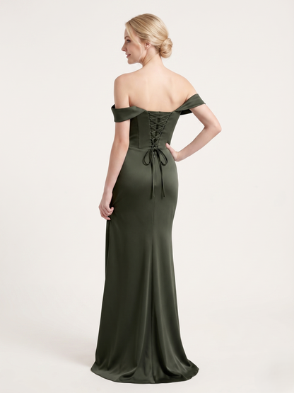 Schulterfreies Abendkleid mit Drapierung e385