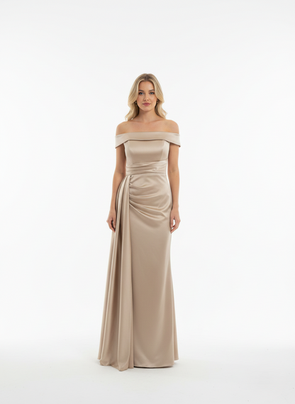 Elegantes Schulterfreies Satin-Abendkleid - E266