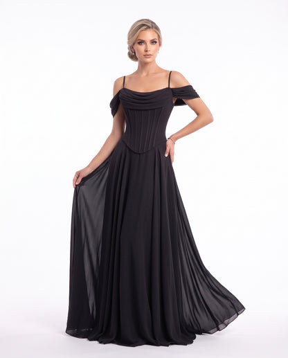 Elegantes fließendes Korsett-Abendkleid in Hellblau Beschreibung: e411