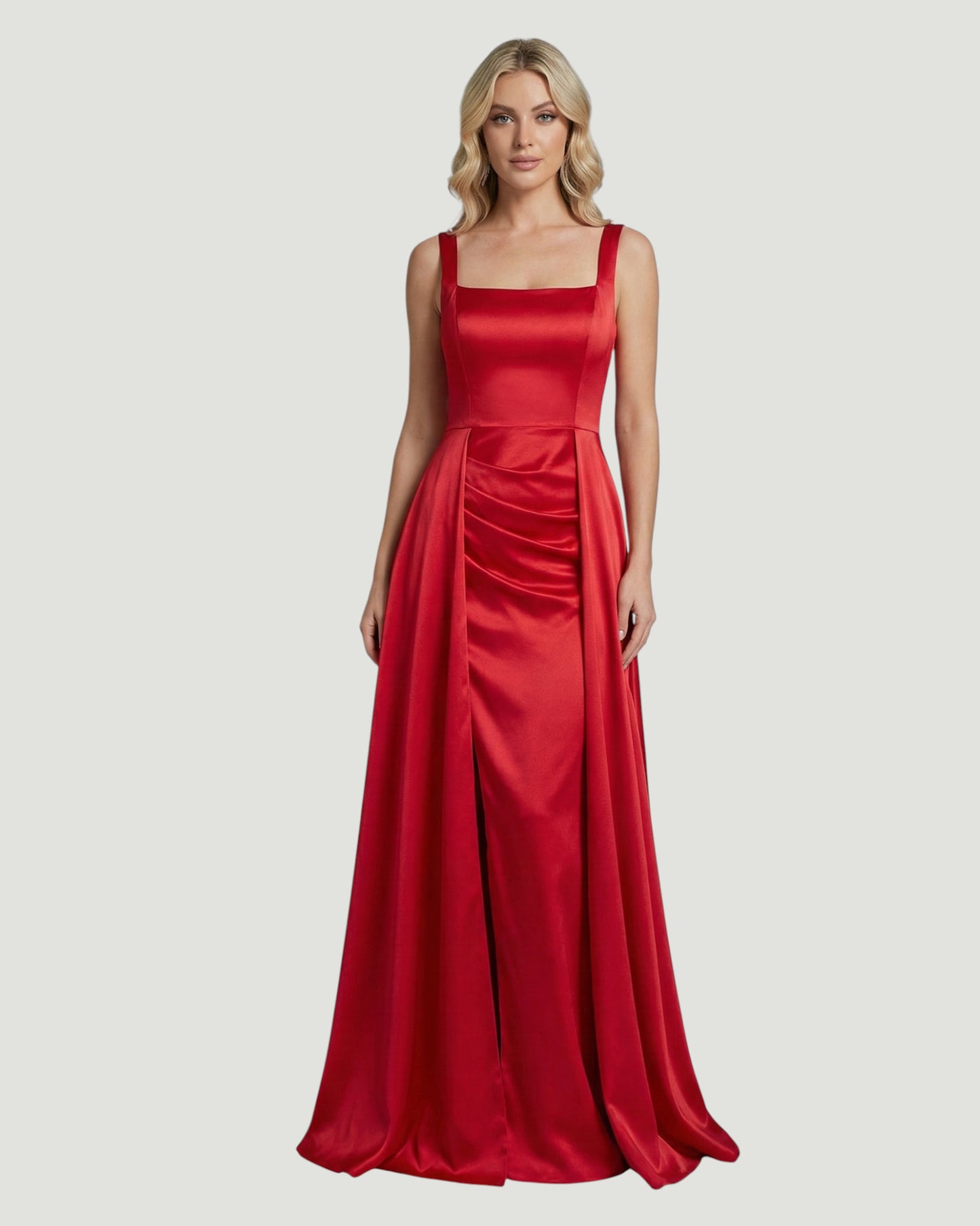 Elegantes Satin-Abendkleid mit eckigem Ausschnitt - E291
