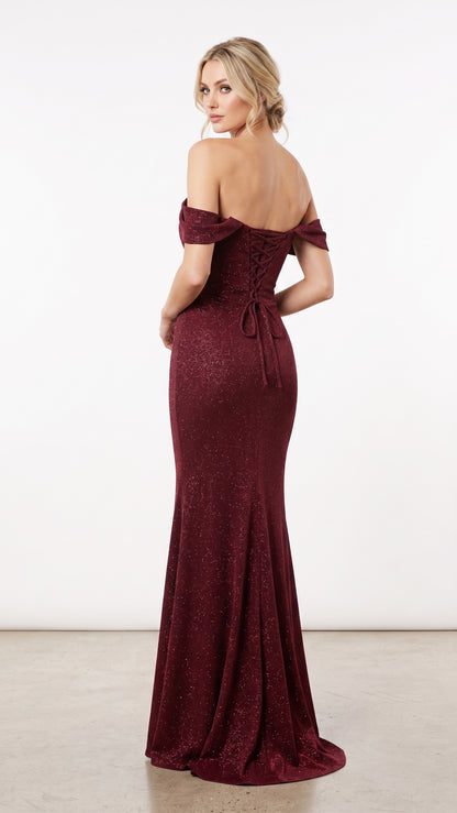 Schulterfreies Korsett-Abendkleid mit Drapierung in Roségold Beschreibung: e408