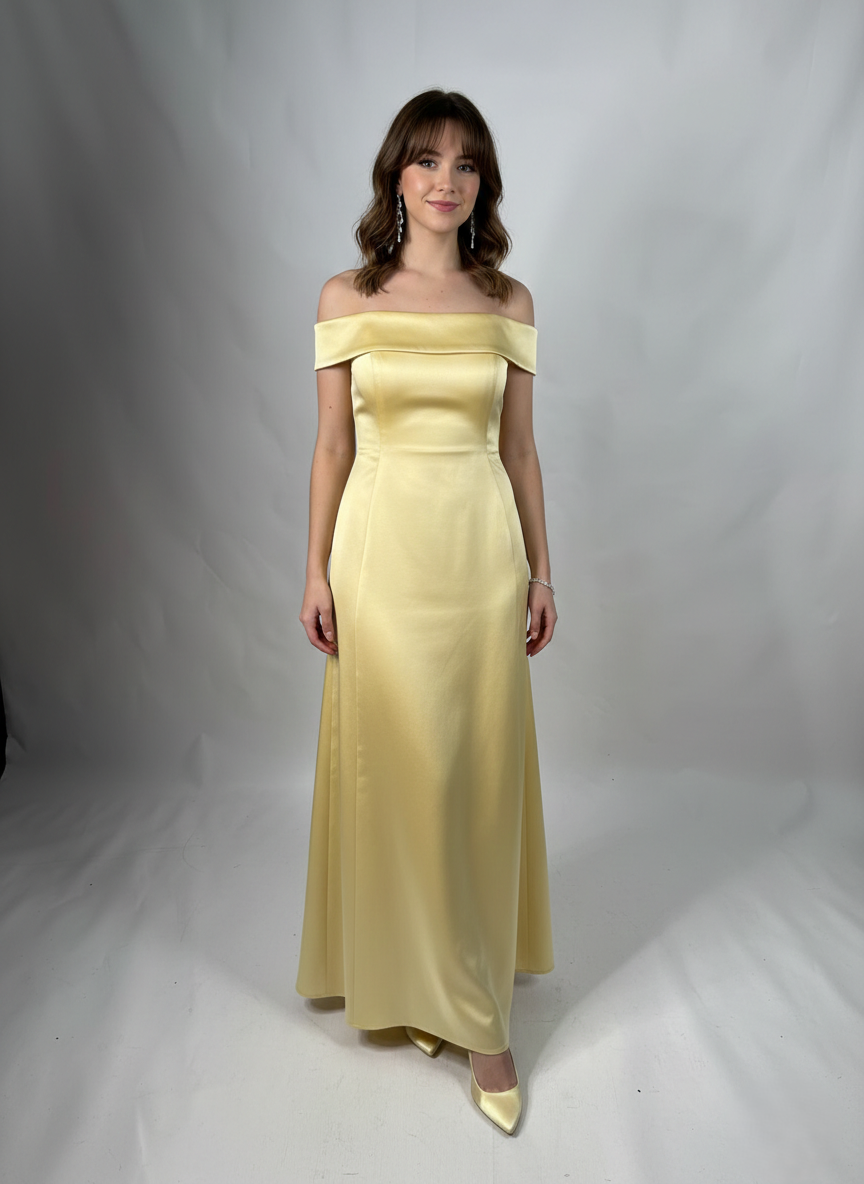 Schulterfreies Langes Abendkleid aus Satin E367