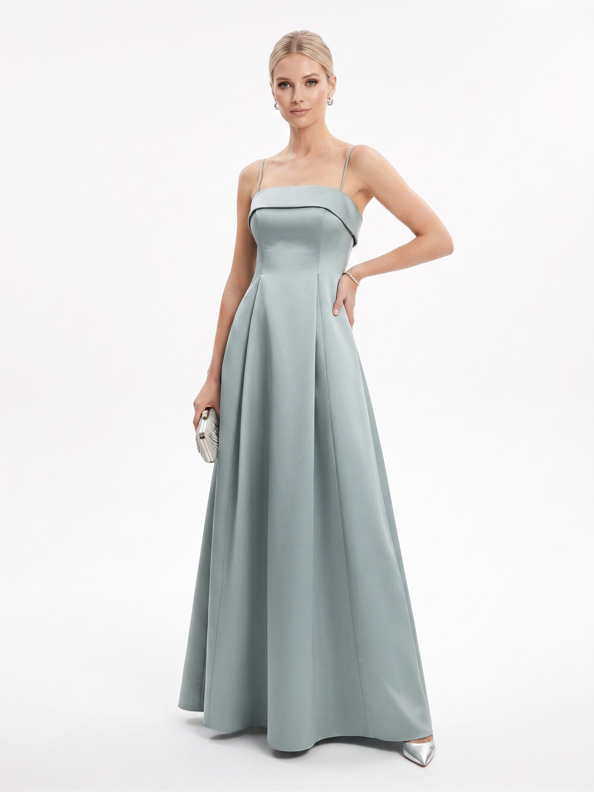 Schulterfreies Langes Abendkleid aus Satin E367