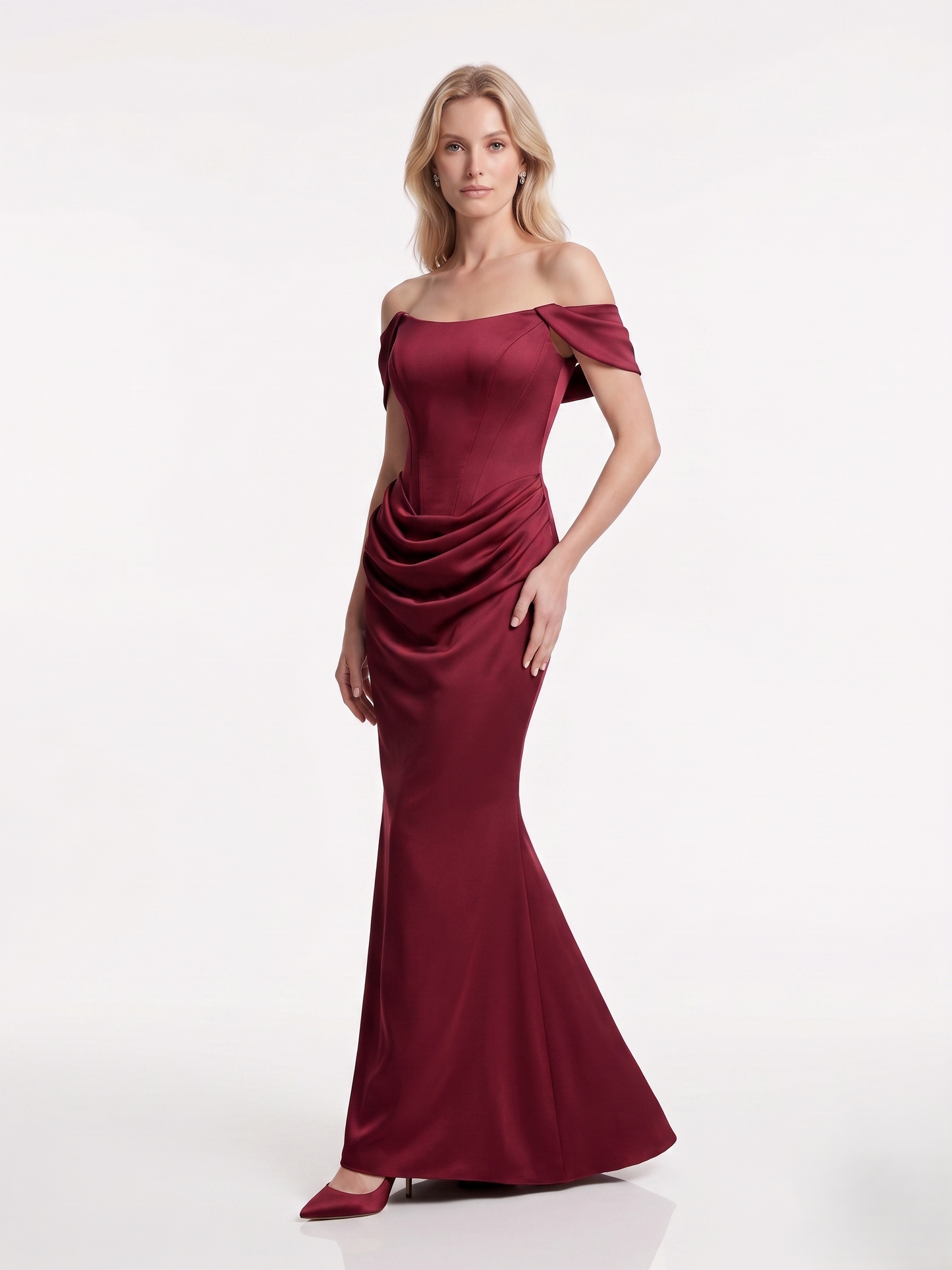 Schulterfreies Abendkleid mit Drapierung e385